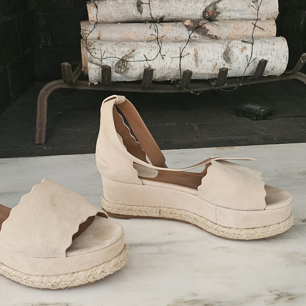 Chloe Beige Espadrille Wedges